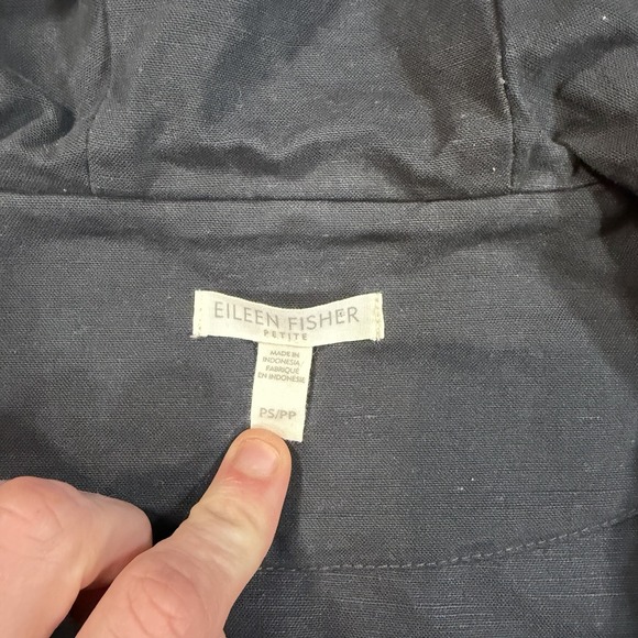 Eileen Fisher Hooded Full Zip Jacket PS Black Organic Cotton Hemp Minimalist - Picture 2 of 6